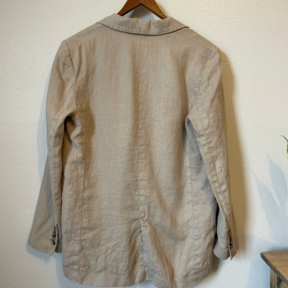 Zara Beige Linen Women's Blazer Small - Picture 6 of 9